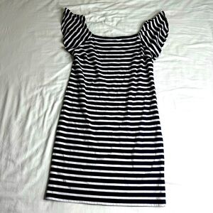 Lauren Ralph Lauren Blue‎ White Striped Cotton Sheath Dress Size Small